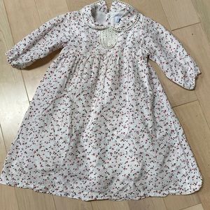 KLAI girls textured soft cotton floral lined back buttons collar lace dress